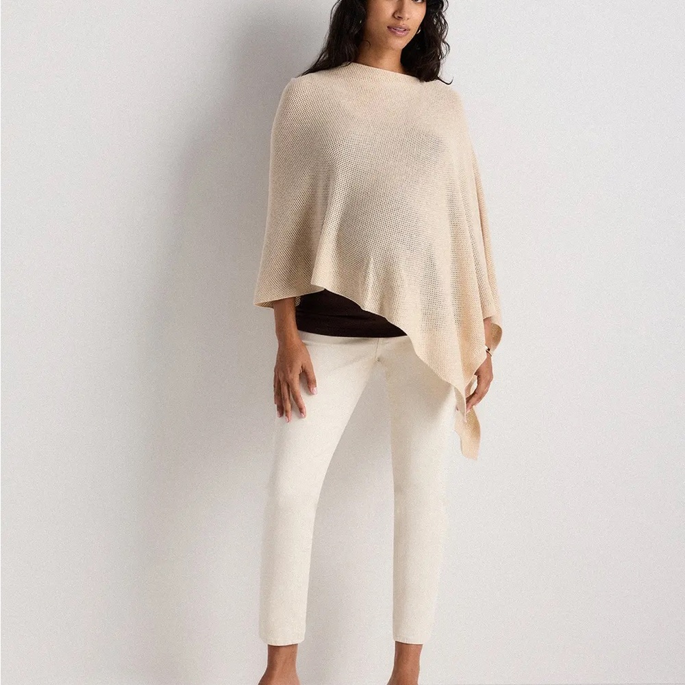Quince Heather Oatmeal Lightweight Cotton Cashmere Nursing Shawl - Picture 3 of 9